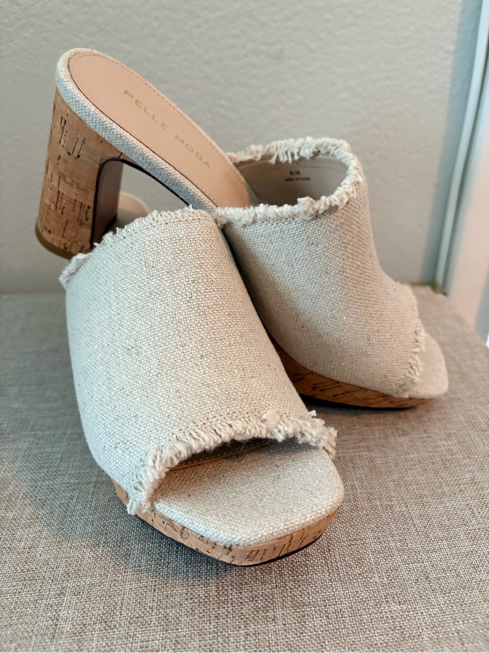 Pelle Moda Natural Linen Cork Platform Mule - Picture 6 of 7